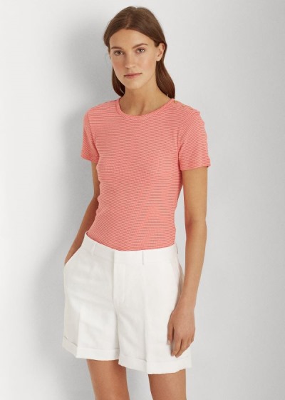 Top Ralph Lauren Button-Trim Striped Algodão Mulher 59308-NWHU